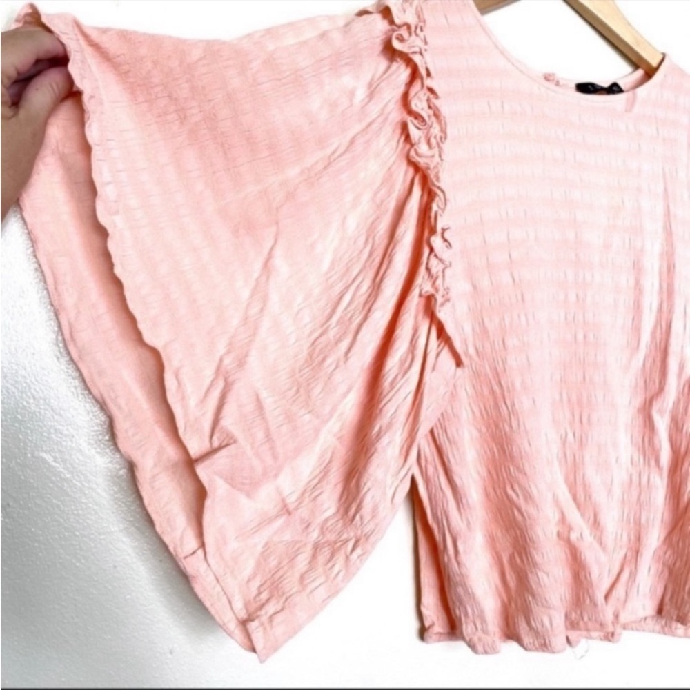 1.State pink smocked ruffle bell sleeve size XS - Picture 3 of 5